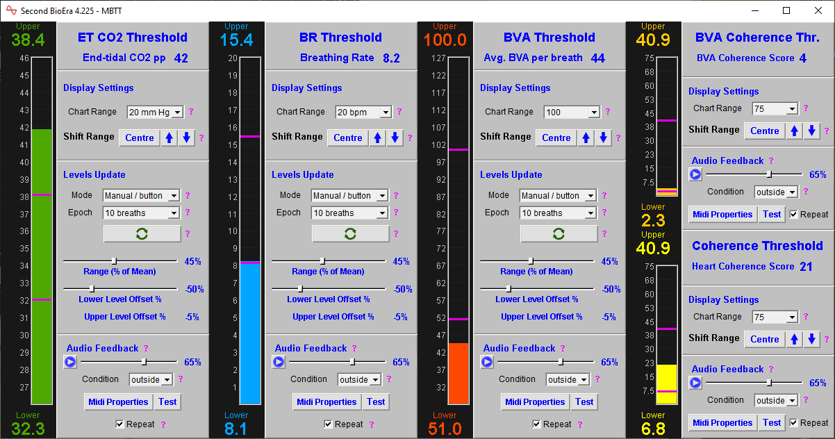 capnometry and bva app thresholds window