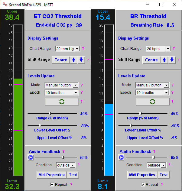 basic capnometry app thresholds window