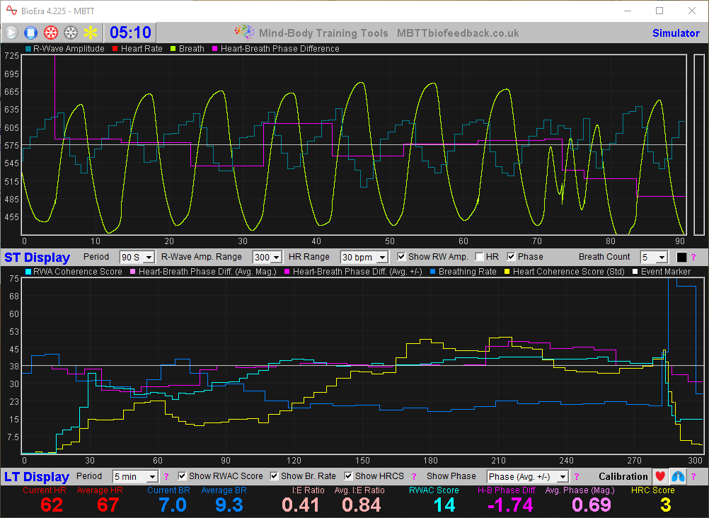 r wave amplitude coherence app main window
