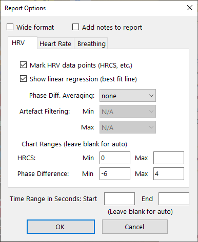 heart coherence app session report options