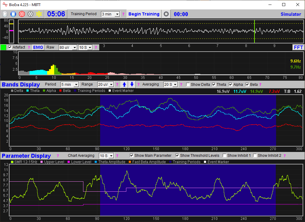 eeg neurofeedback training app main window
