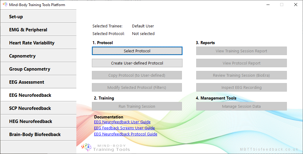 platform program eeg neurofeeback tab