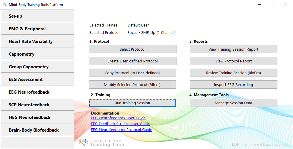 platform program eeg neurofeeback tab