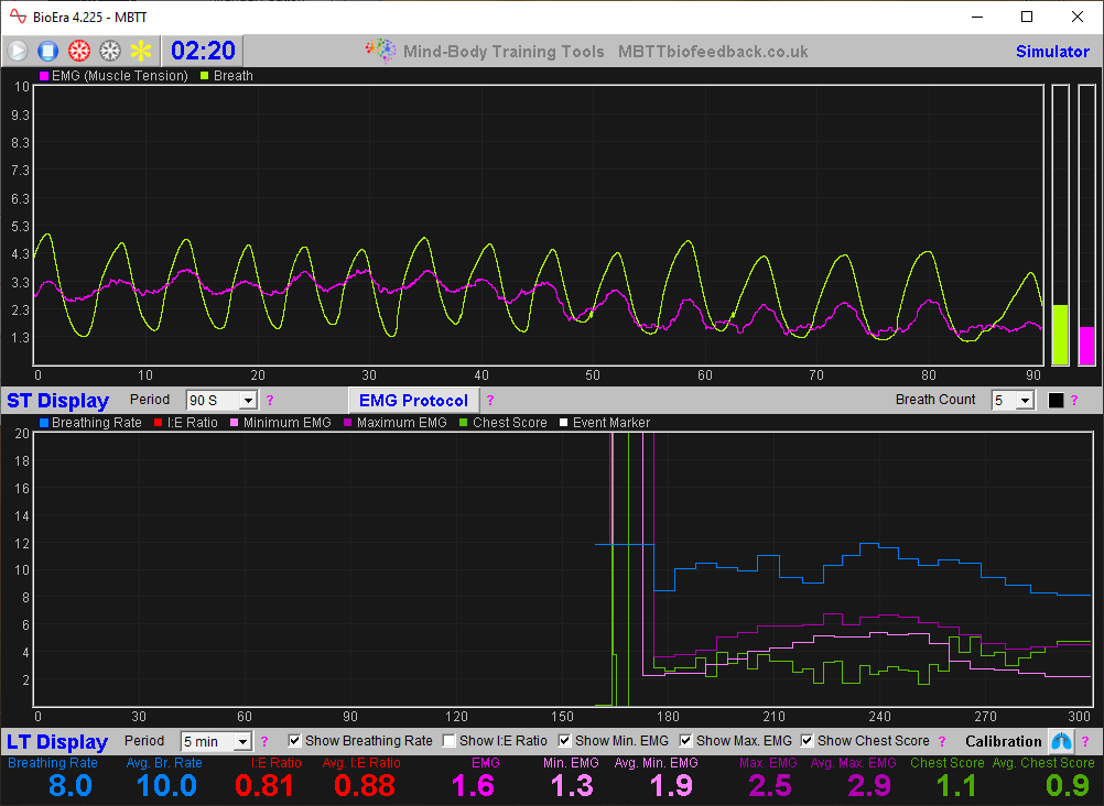 emg and breathing app main window