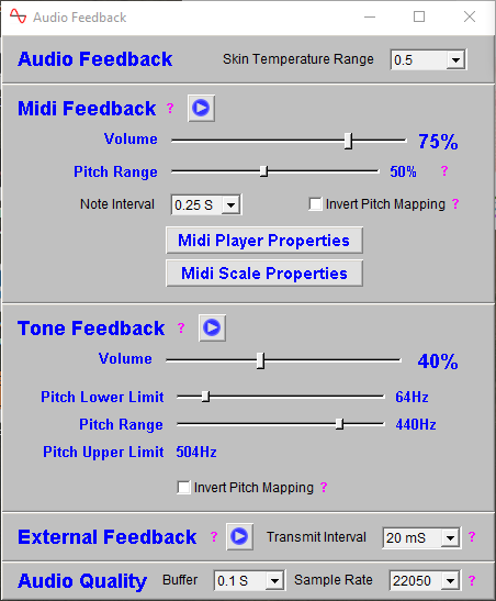 basic skin temperature app audio feedback